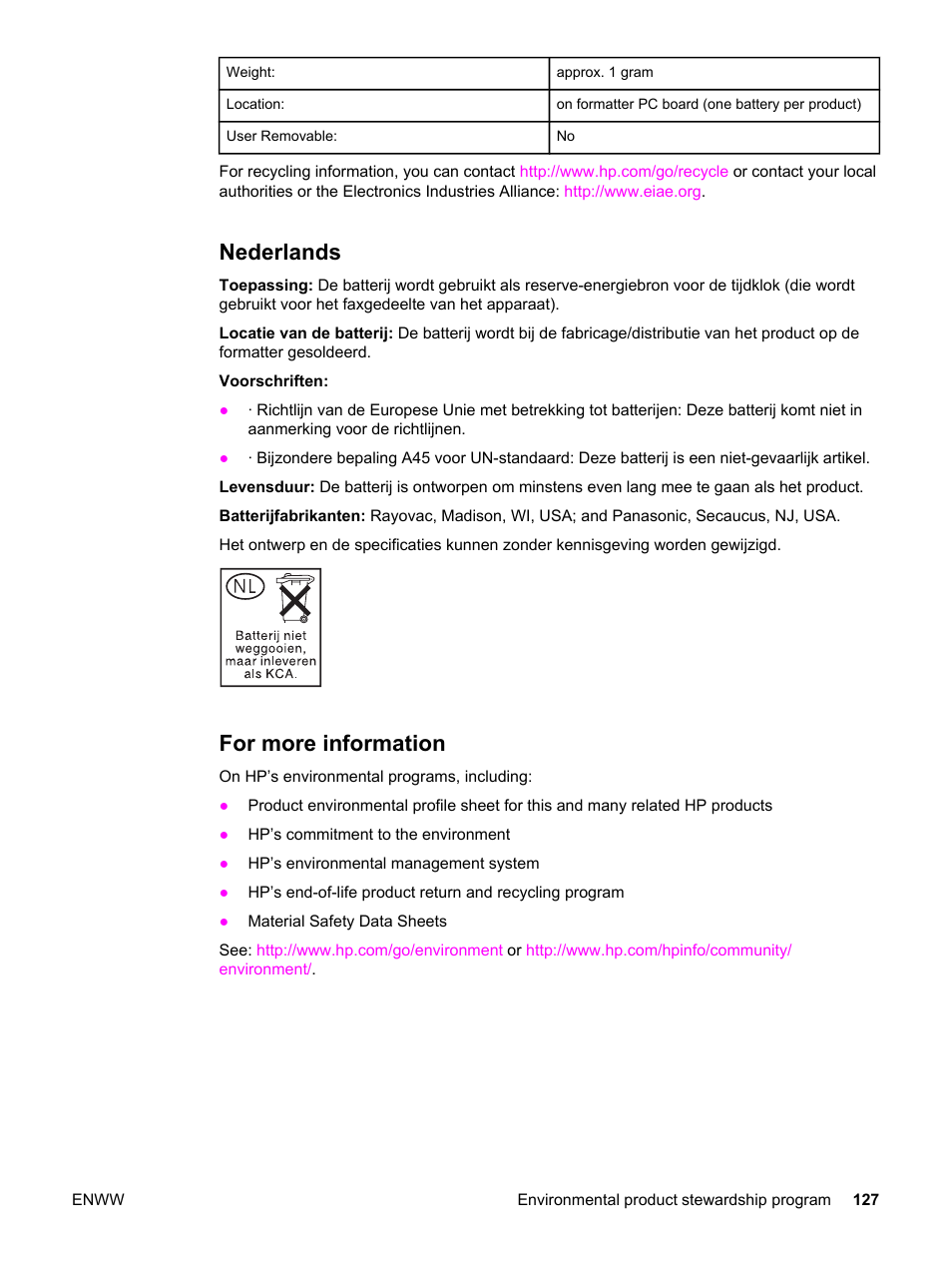 Nederlands, For more information, Nederlands for more information | HP LaserJet 3015 User Manual | Page 137 / 164