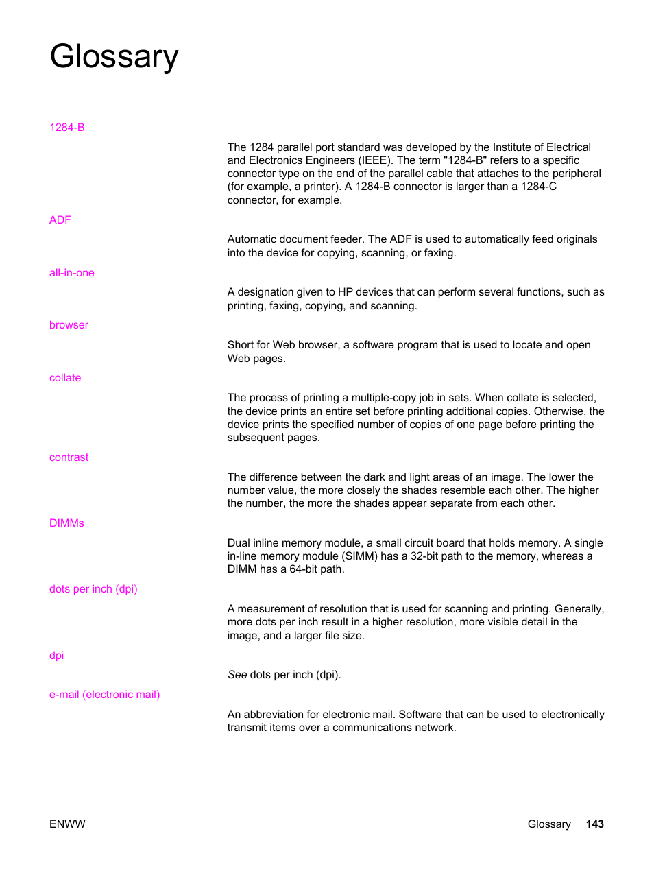 Glossary | HP LaserJet 3015 User Manual | Page 153 / 164