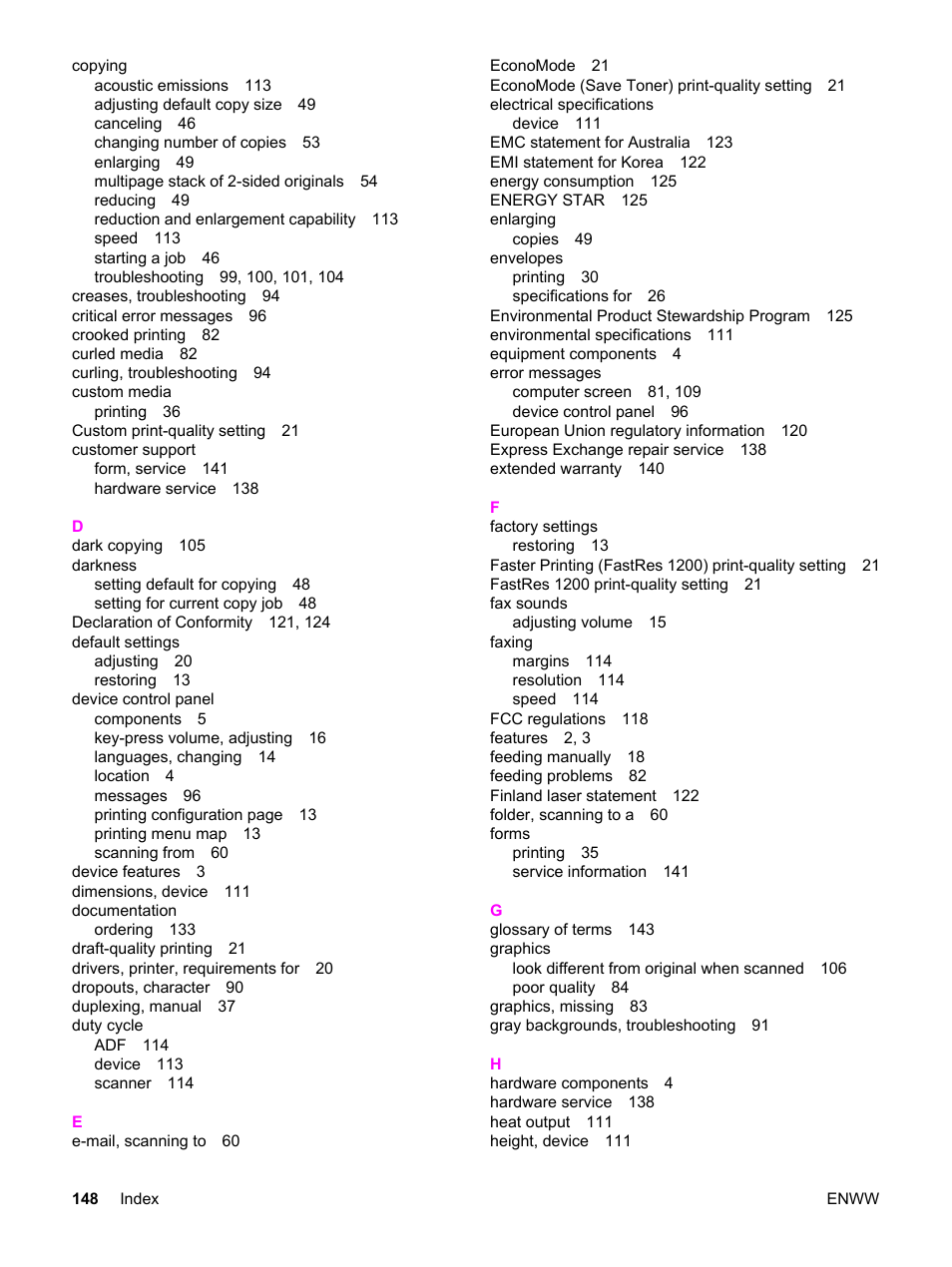 HP LaserJet 3015 User Manual | Page 158 / 164