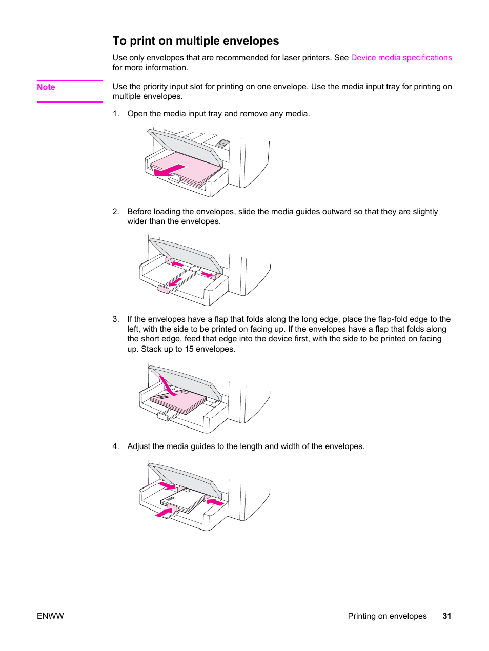 To print on multiple envelopes | HP LaserJet 3015 User Manual | Page 41 / 164