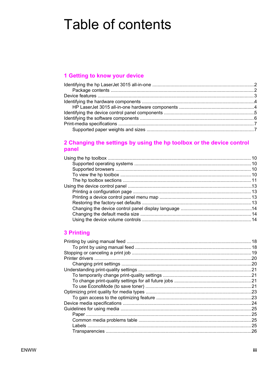 HP LaserJet 3015 User Manual | Page 5 / 164