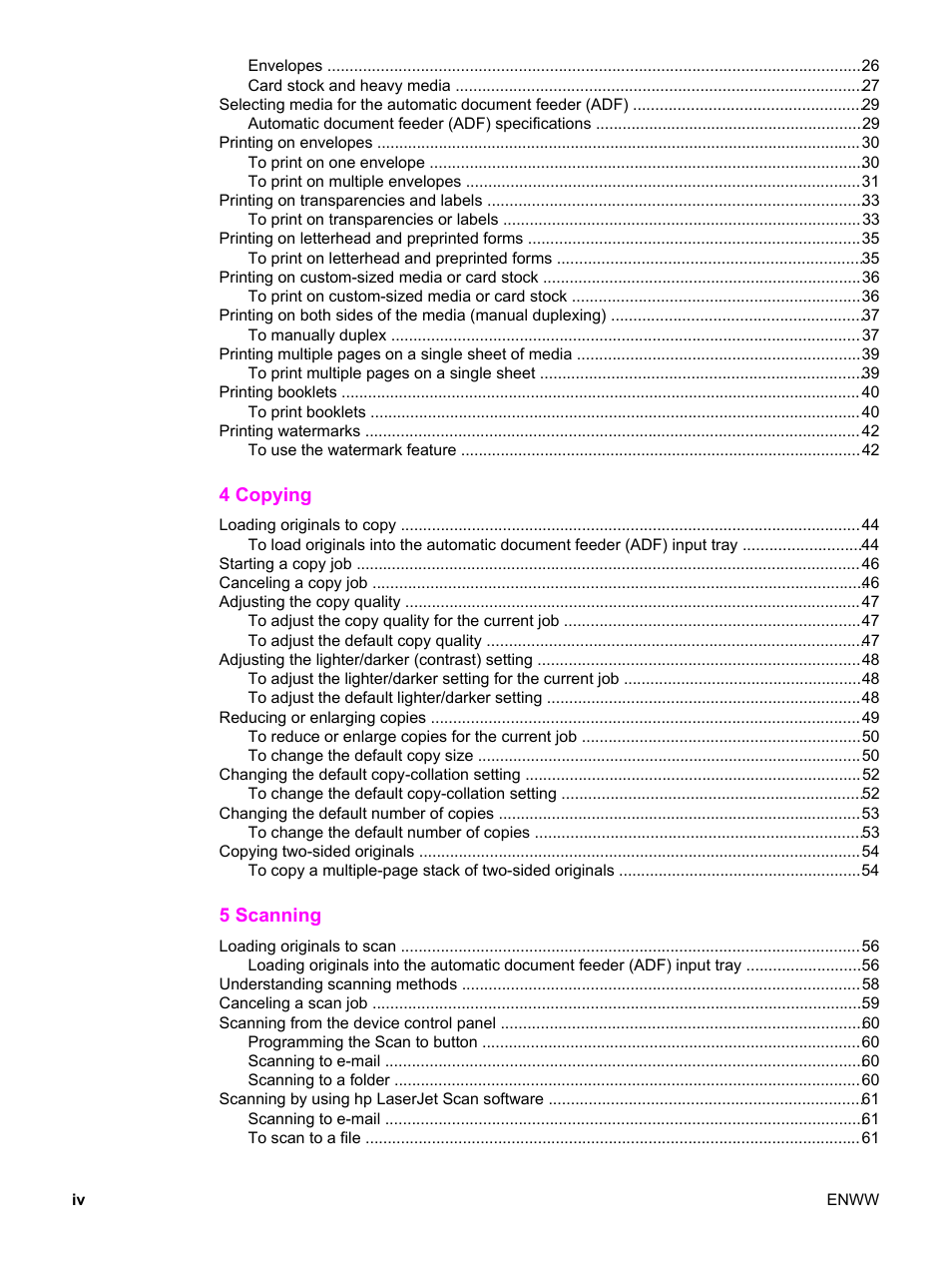 HP LaserJet 3015 User Manual | Page 6 / 164