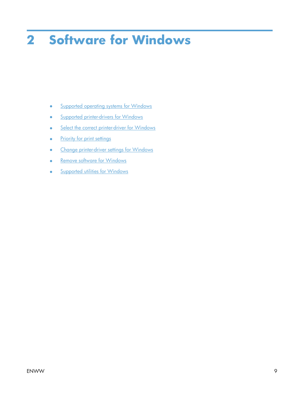 Software for windows, 2 software for windows | HP Laserjet p1606dn User Manual | Page 21 / 152