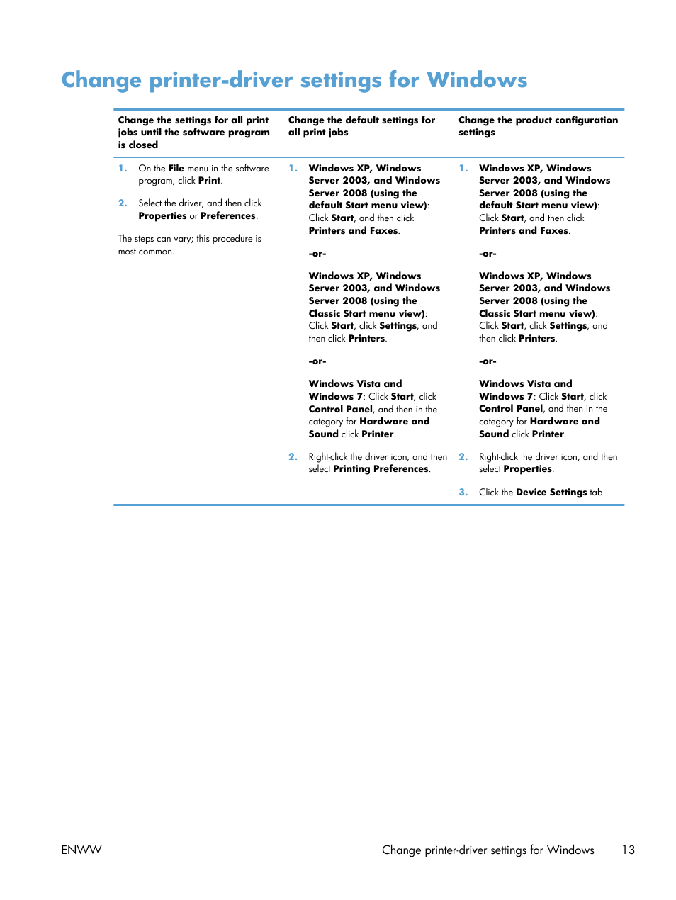 Change printer-driver settings for windows | HP Laserjet p1606dn User Manual | Page 25 / 152