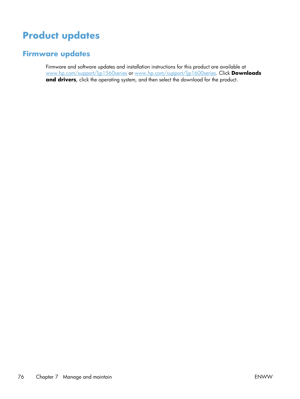 Product updates, Firmware updates | HP Laserjet p1606dn User Manual | Page 88 / 152