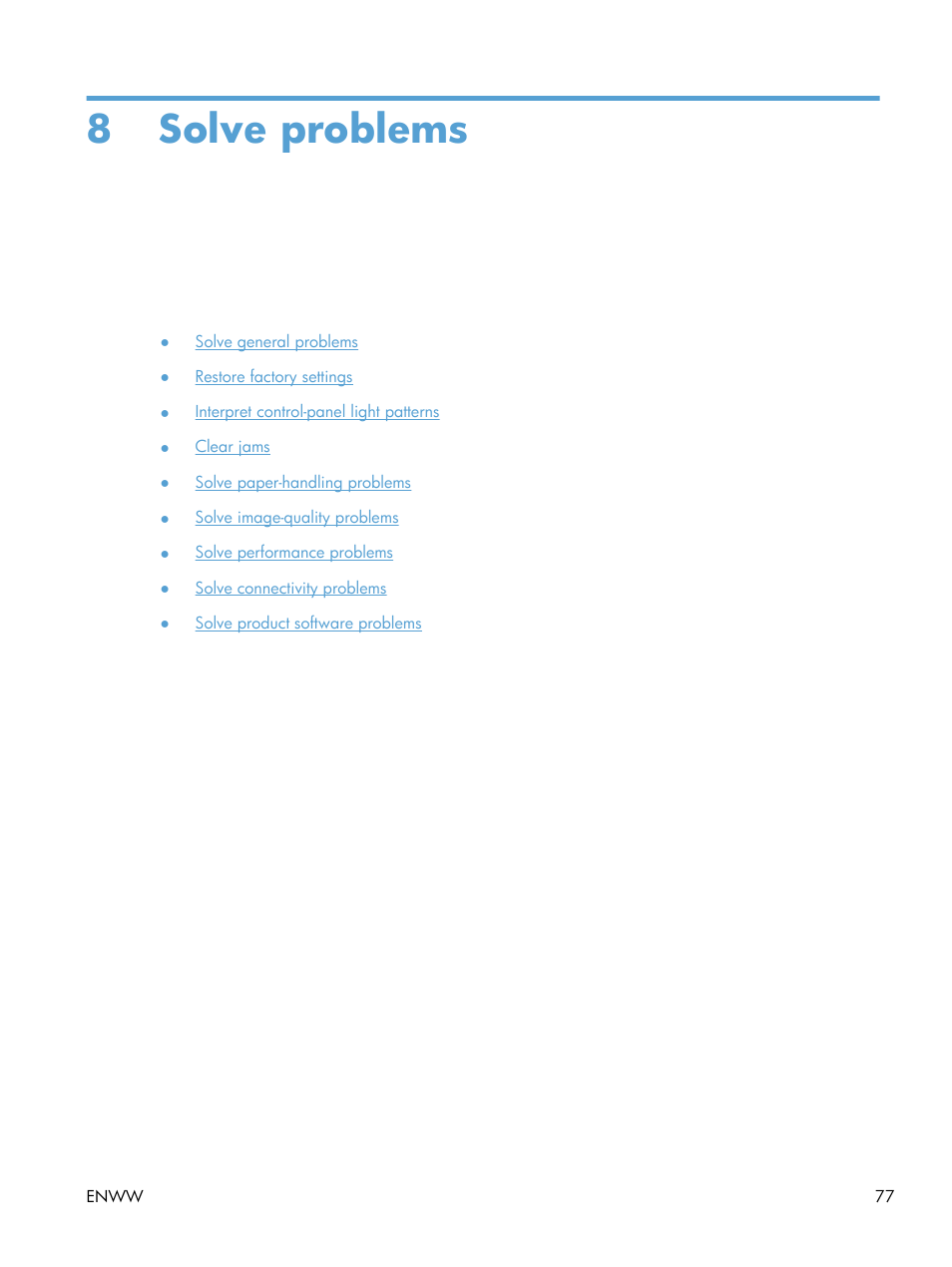 Solve problems, 8 solve problems | HP Laserjet p1606dn User Manual | Page 89 / 152