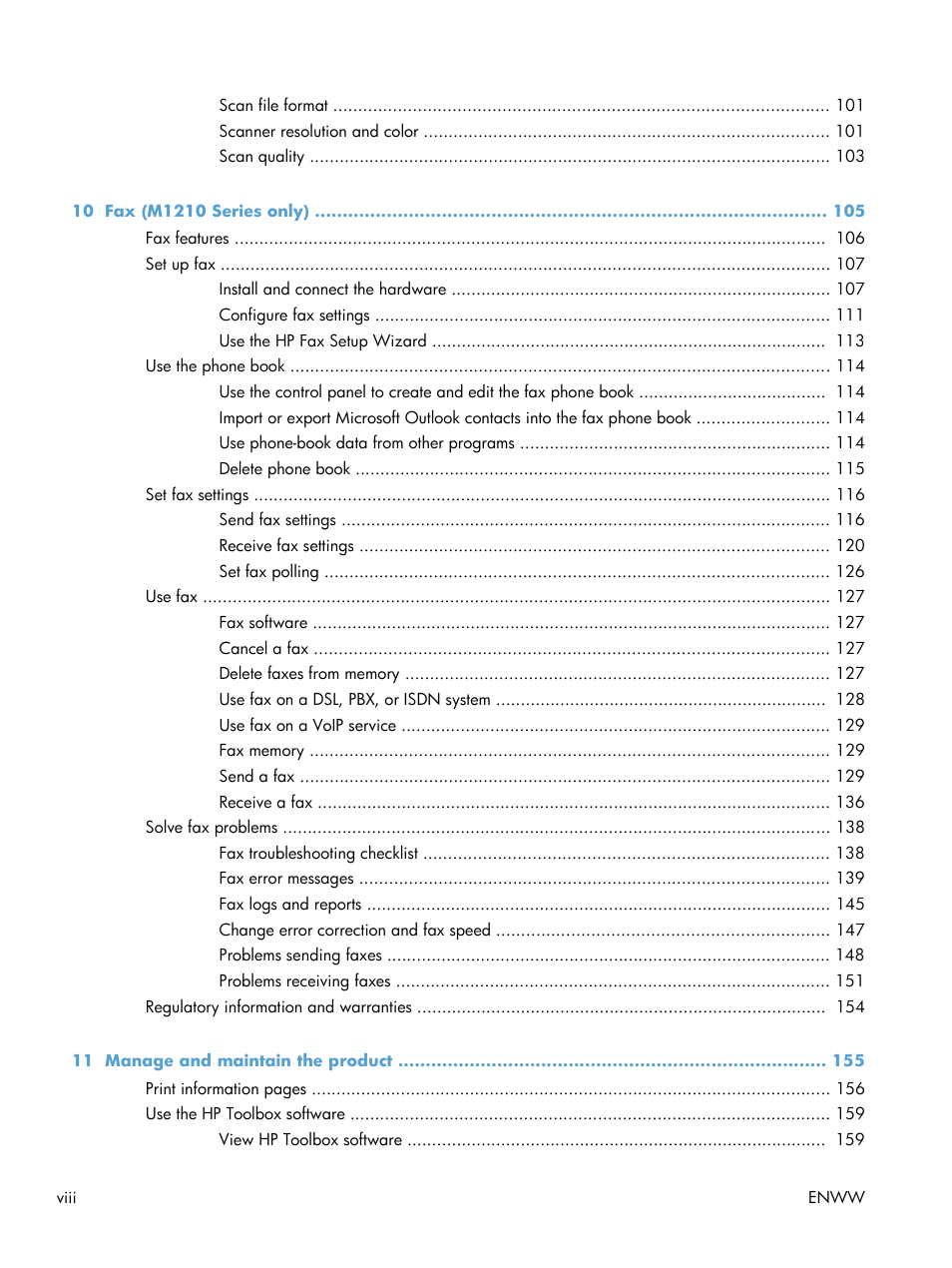 HP laserjet m1212nf User Manual | Page 10 / 284