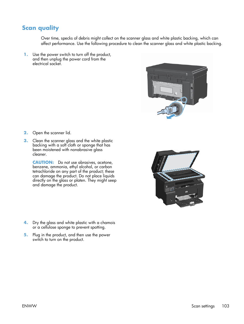 Scan quality | HP laserjet m1212nf User Manual | Page 117 / 284
