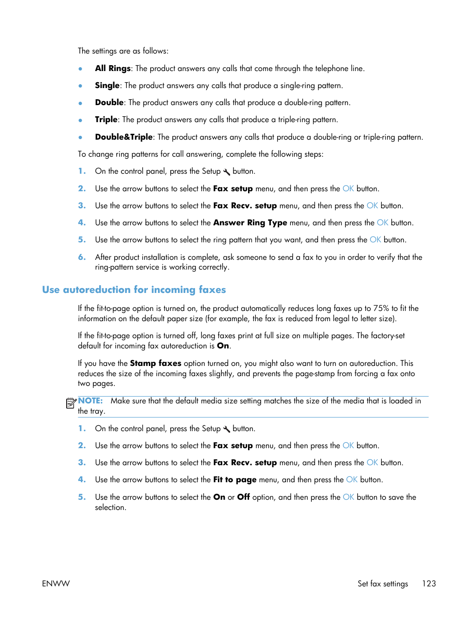 Use autoreduction for incoming faxes | HP laserjet m1212nf User Manual | Page 137 / 284