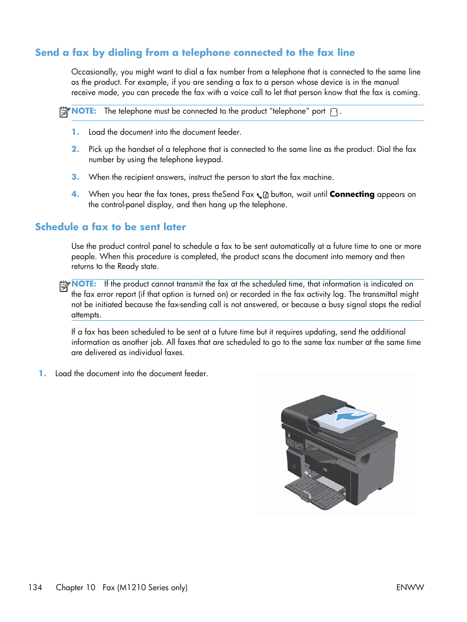 Schedule a fax to be sent later | HP laserjet m1212nf User Manual | Page 148 / 284