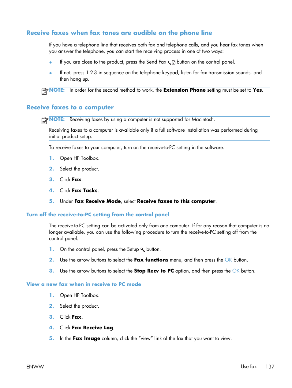 Receive faxes to a computer | HP laserjet m1212nf User Manual | Page 151 / 284