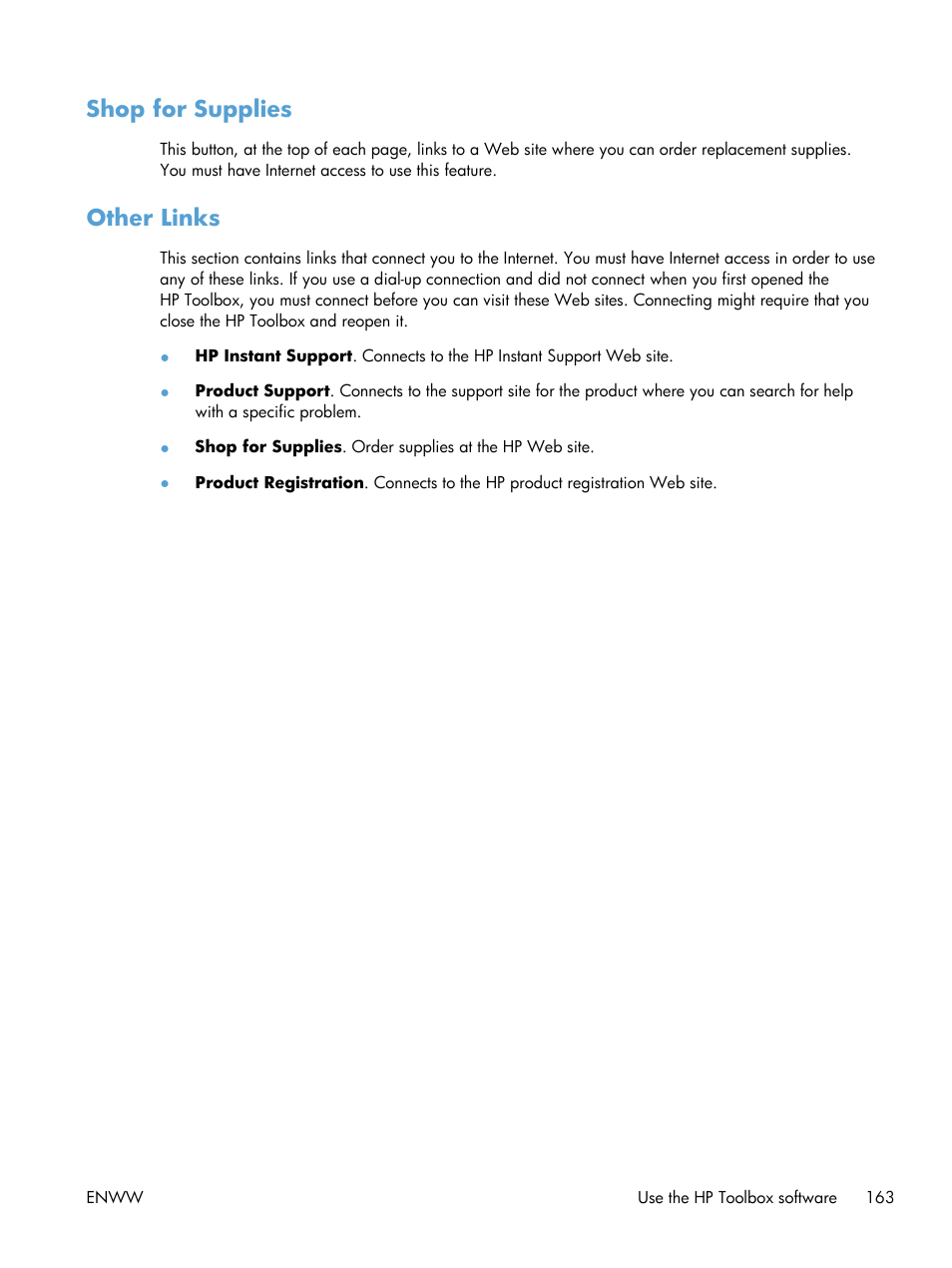 Shop for supplies, Other links, Shop for supplies other links | HP laserjet m1212nf User Manual | Page 177 / 284