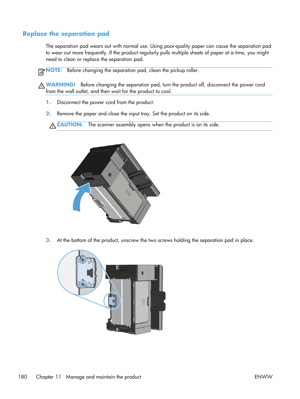 Replace the separation pad | HP laserjet m1212nf User Manual | Page 194 / 284