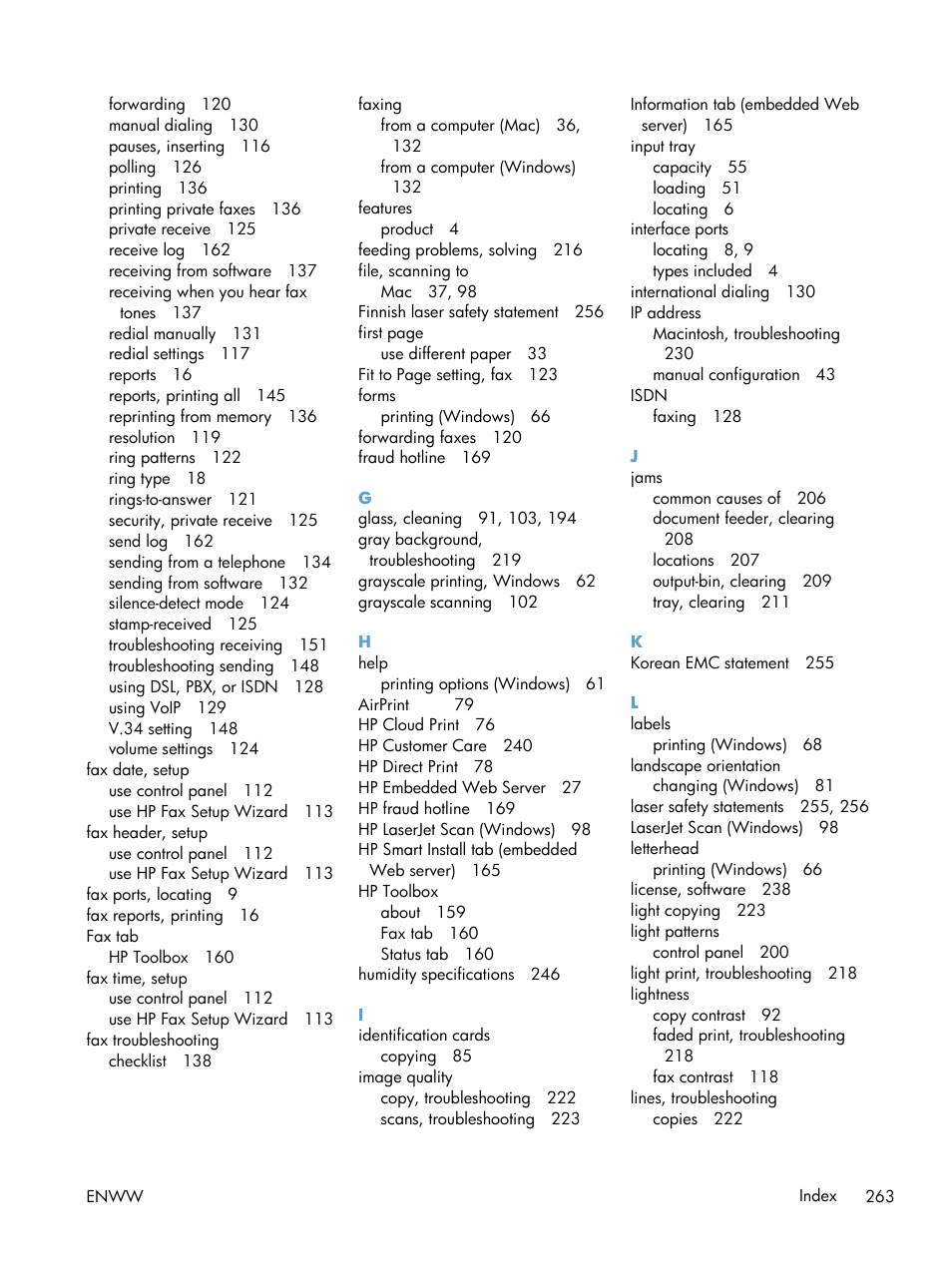 HP laserjet m1212nf User Manual | Page 277 / 284