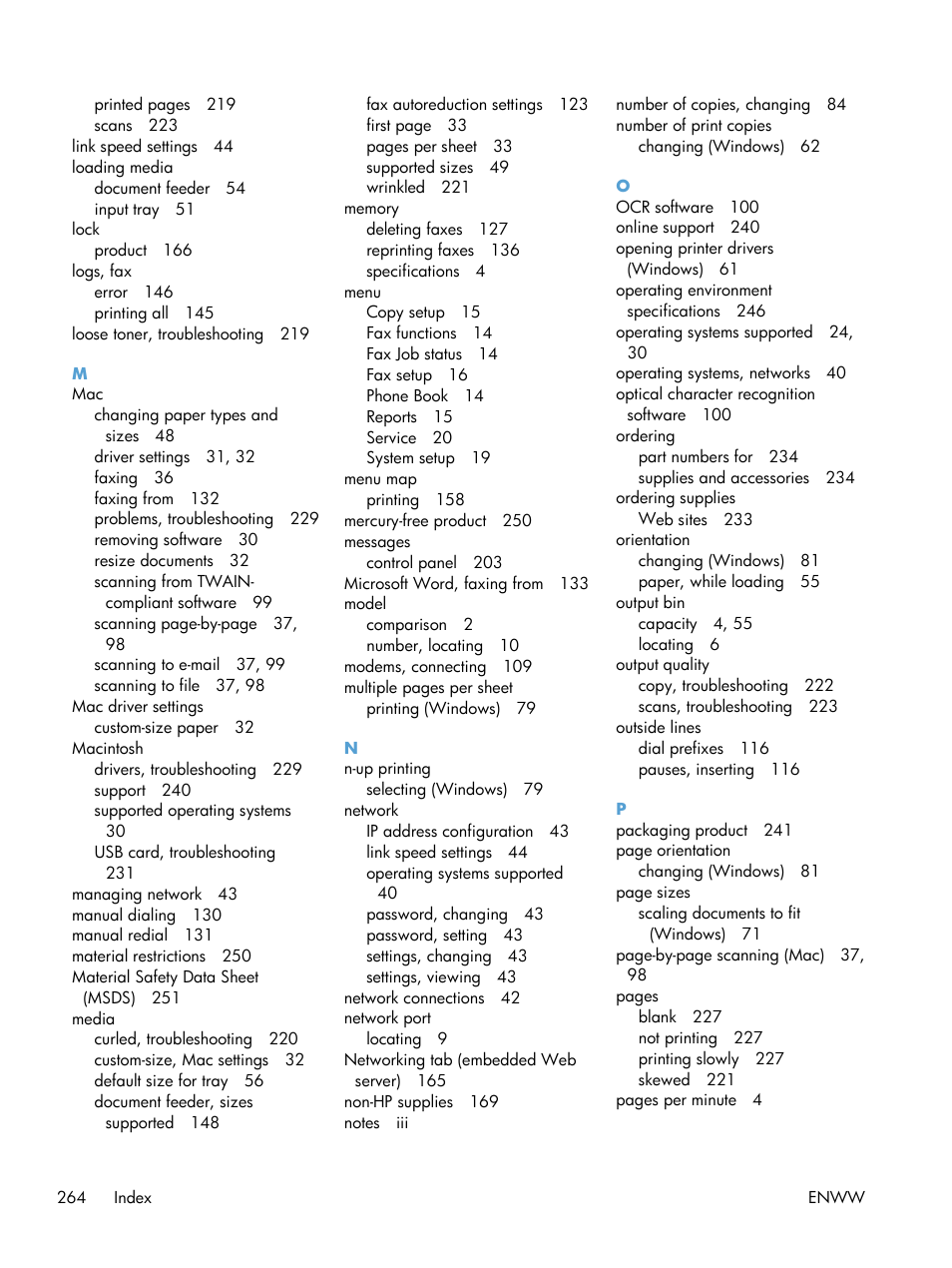 HP laserjet m1212nf User Manual | Page 278 / 284