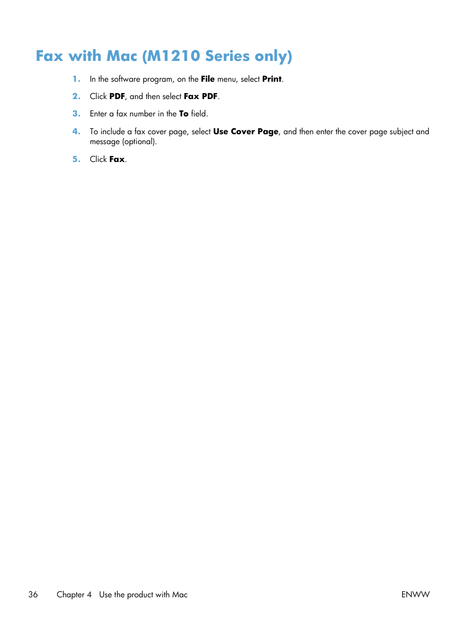 Fax with mac (m1210 series only) | HP laserjet m1212nf User Manual | Page 50 / 284