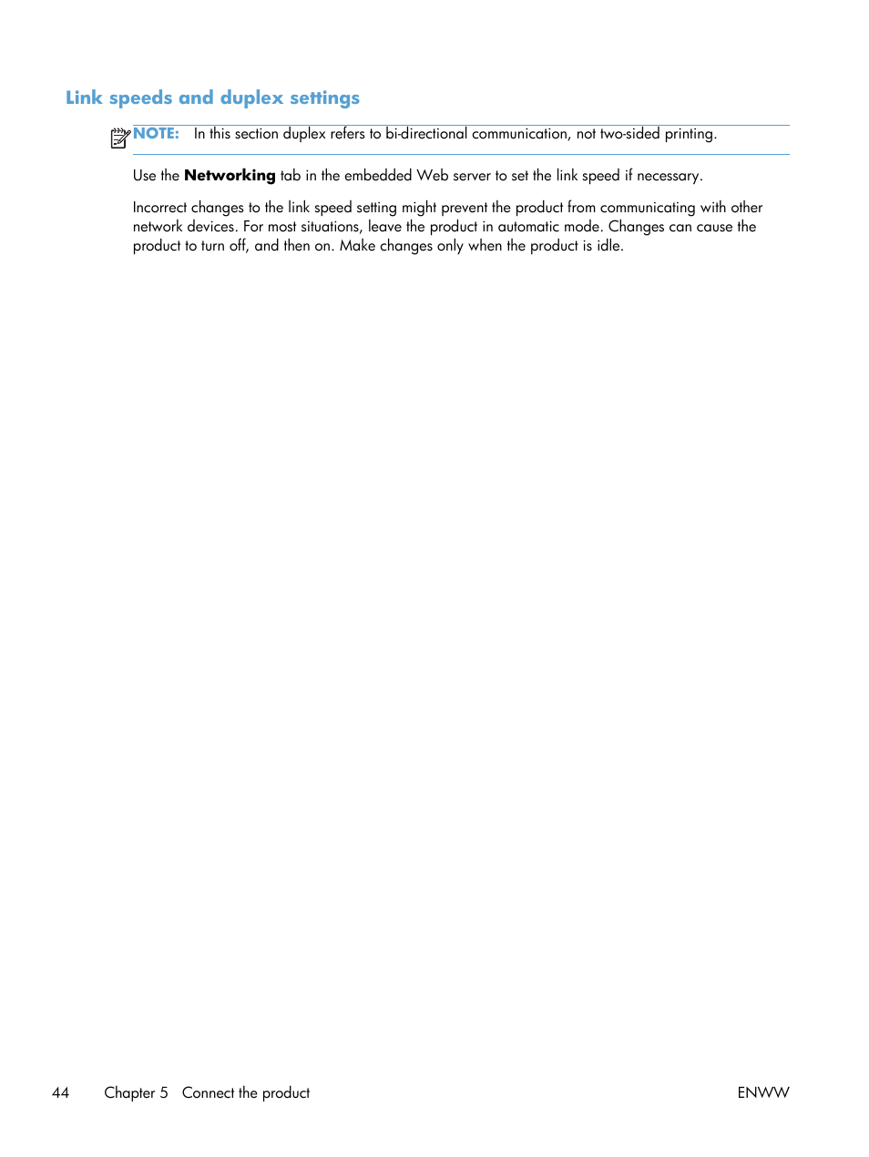 Link speeds and duplex settings | HP laserjet m1212nf User Manual | Page 58 / 284