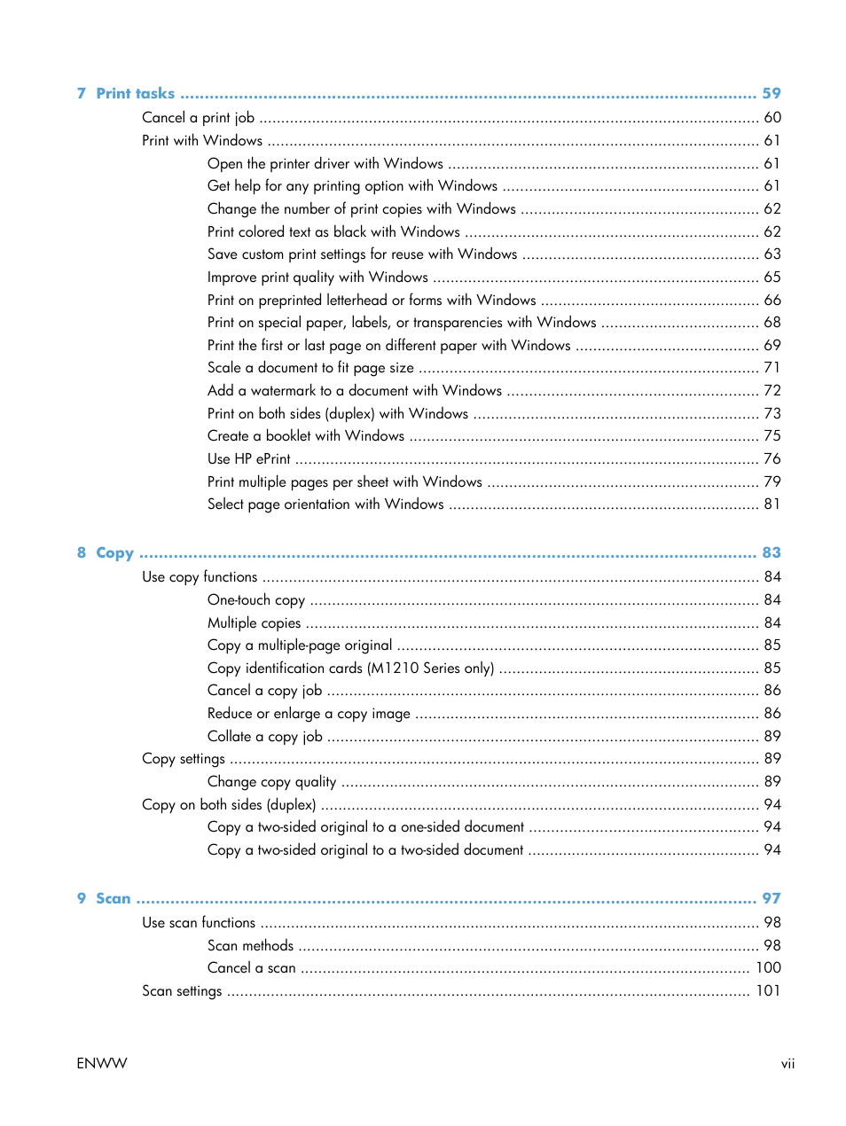 HP laserjet m1212nf User Manual | Page 9 / 284