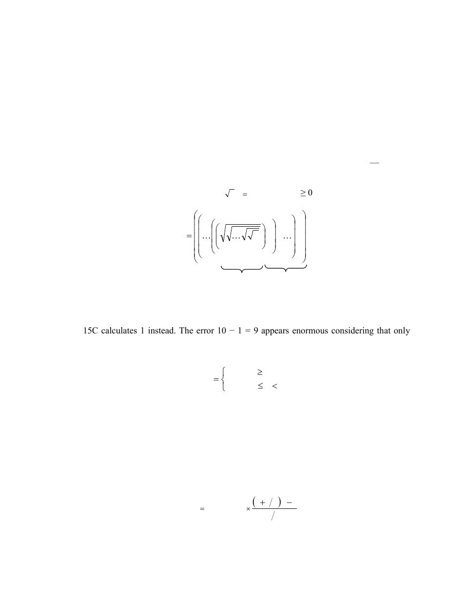 Appendix: accuracy of numerical calculations, Misconceptions about errors, Accuracy of numerical calculations | HP 15c User Manual | Page 145 / 186