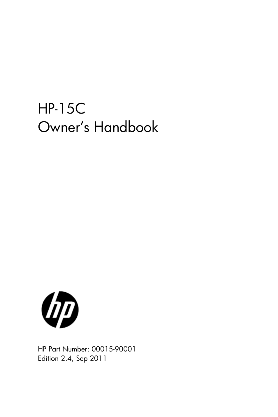 HP 15c User Manual | 288 pages