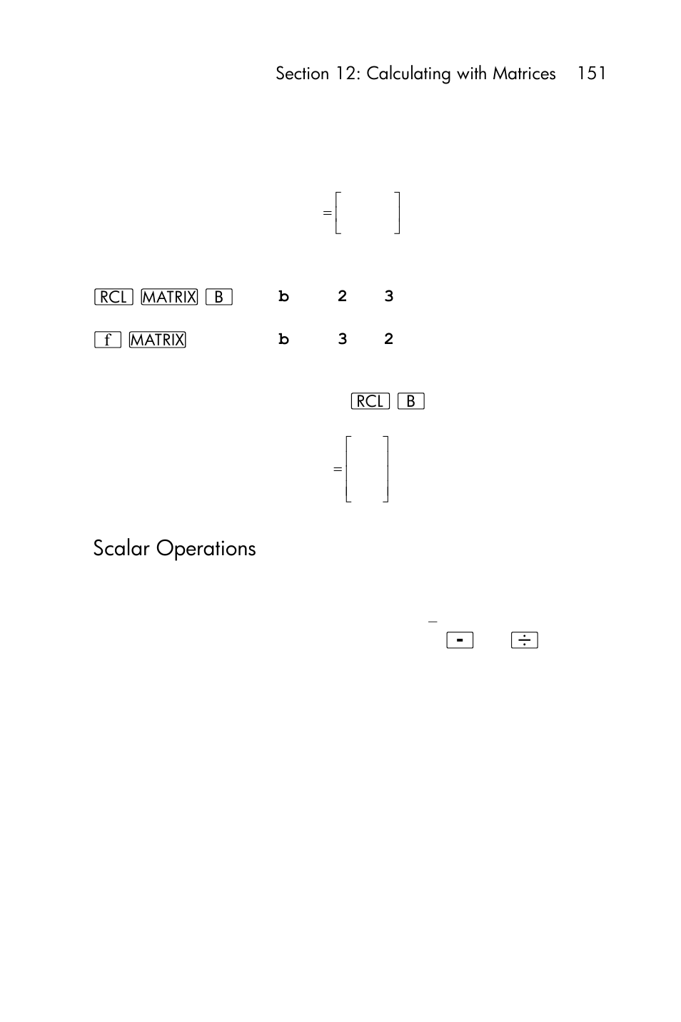 Scalar operations | HP 15c User Manual | Page 151 / 288