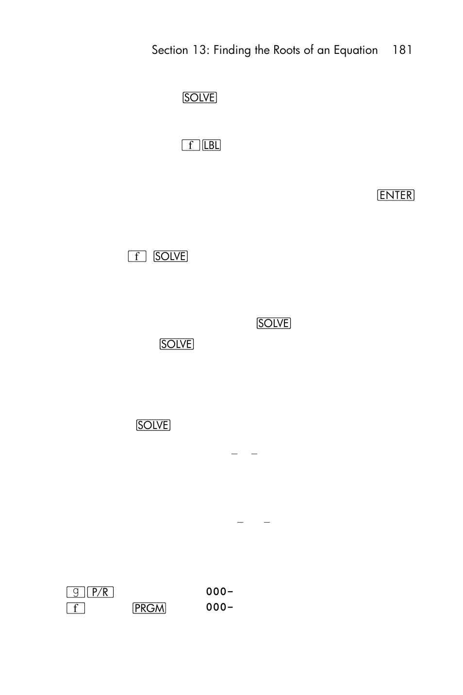 Section 13: finding the roots of an equation, Using | HP 15c User Manual | Page 181 / 288