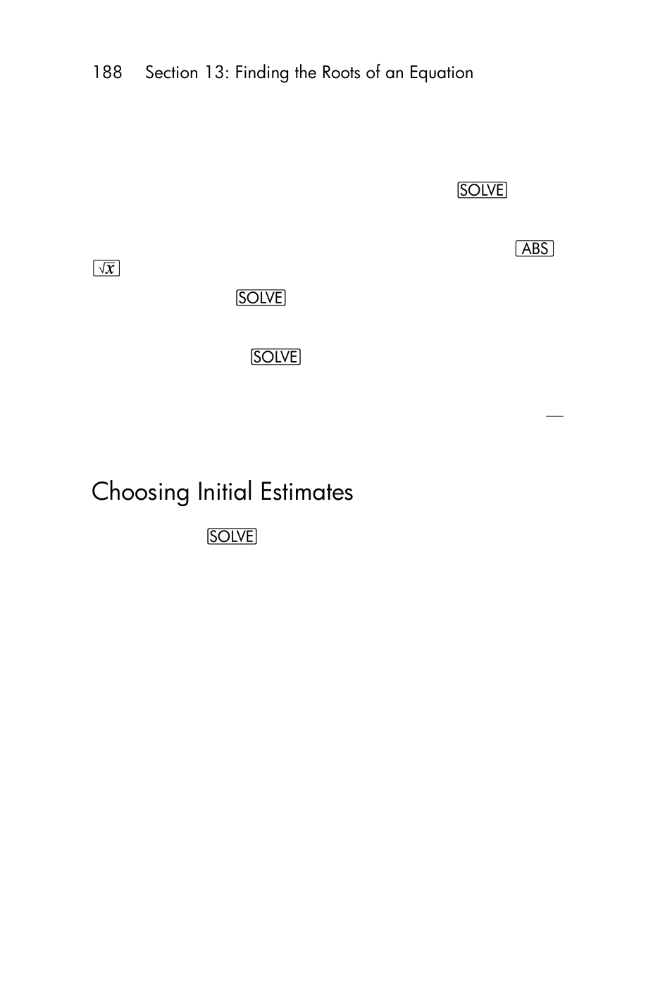 Choosing initial estimates | HP 15c User Manual | Page 188 / 288