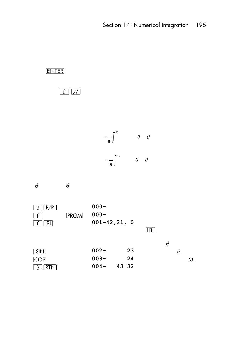 Section 14: numerical integration, Using f | HP 15c User Manual | Page 195 / 288