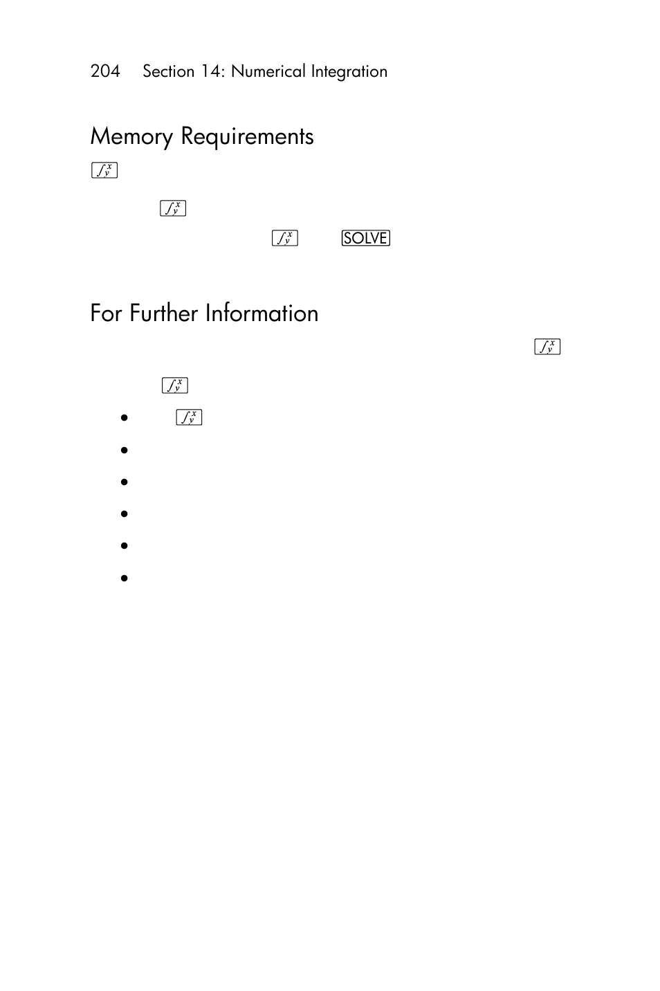 Using f in a program, Memory requirements, For further information | HP 15c User Manual | Page 204 / 288