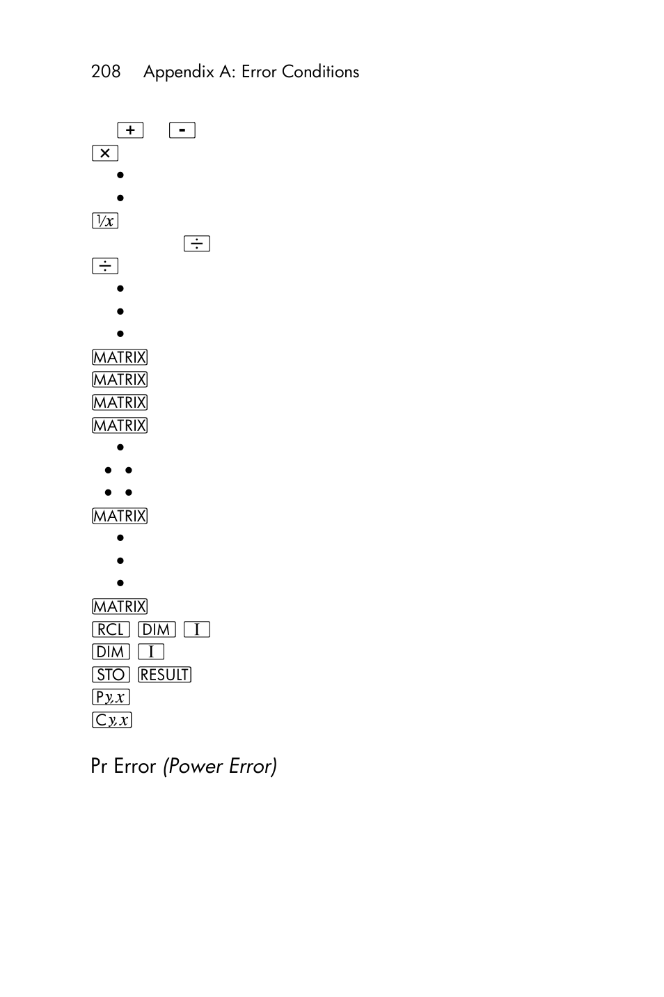 Pr error (power error) | HP 15c User Manual | Page 208 / 288