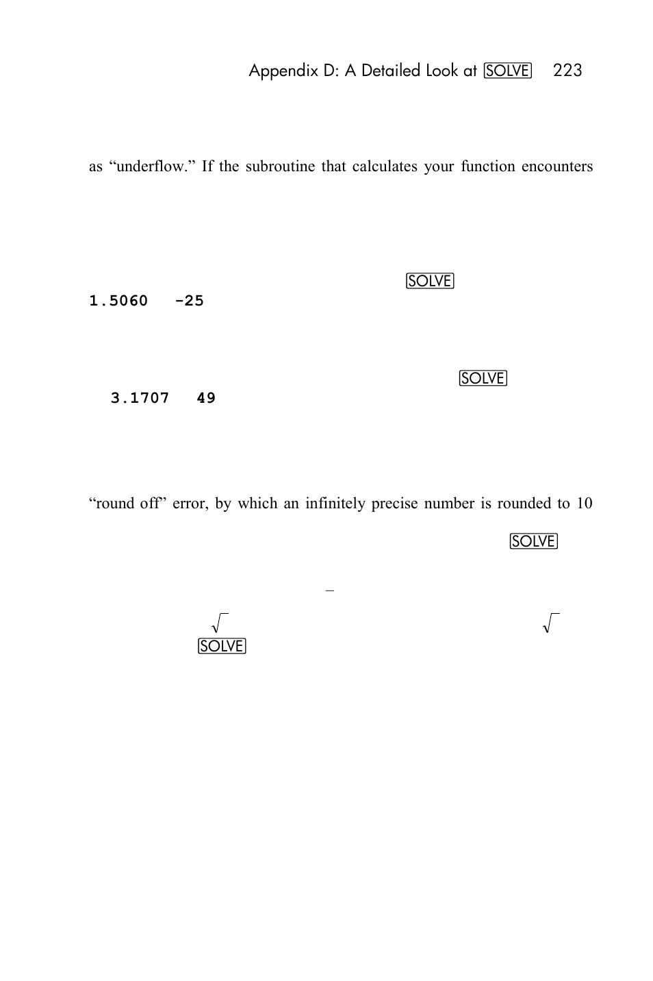 Accuracy of the root | HP 15c User Manual | Page 223 / 288