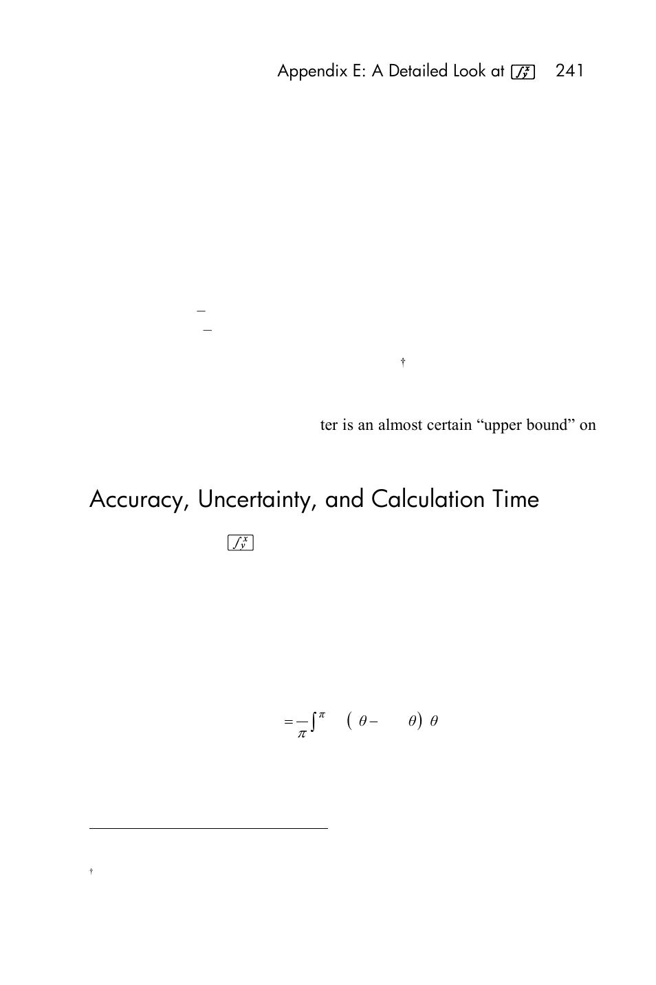 How f works, Accuracy, uncertainty, and calculation time | HP 15c User Manual | Page 241 / 288
