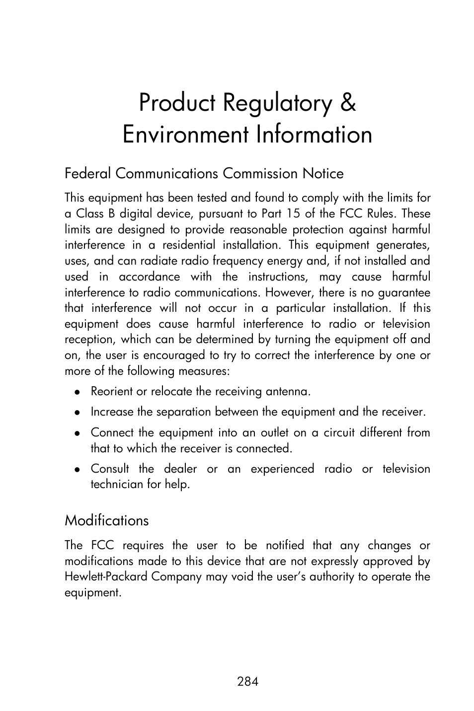 Product regulatory & environment information | HP 15c User Manual | Page 284 / 288