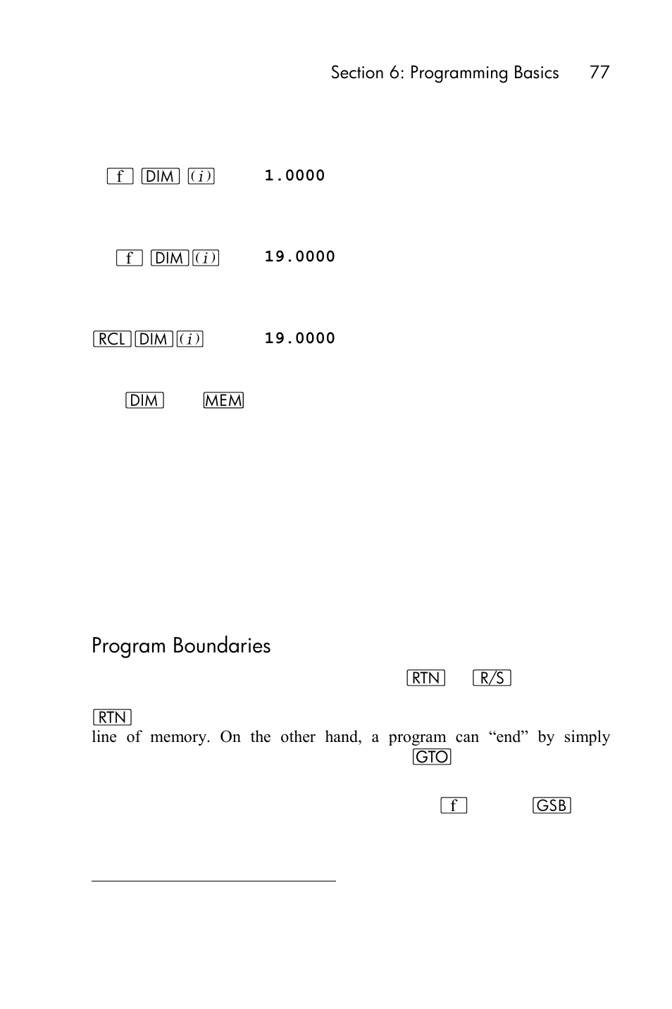 Program boundaries | HP 15c User Manual | Page 77 / 288