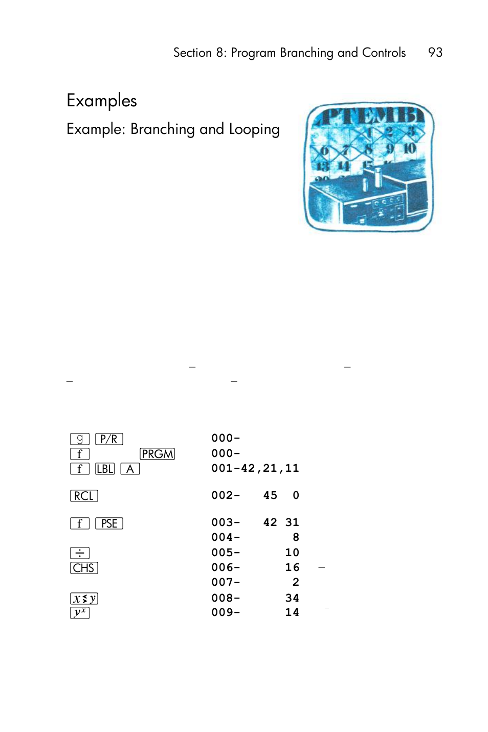 Examples, Example: branching and looping | HP 15c User Manual | Page 93 / 288