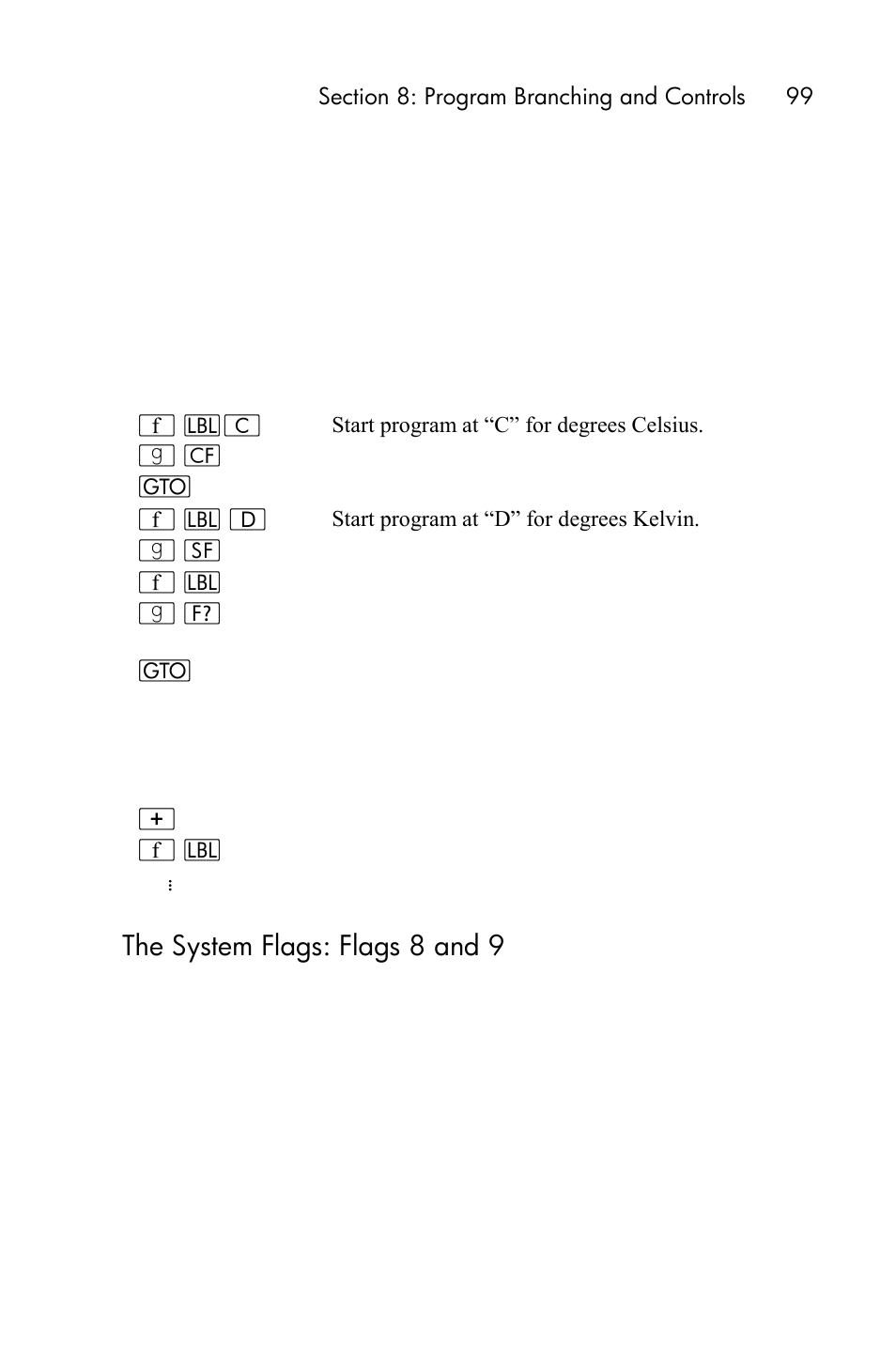 The system flags: flags 8 and 9 | HP 15c User Manual | Page 99 / 288