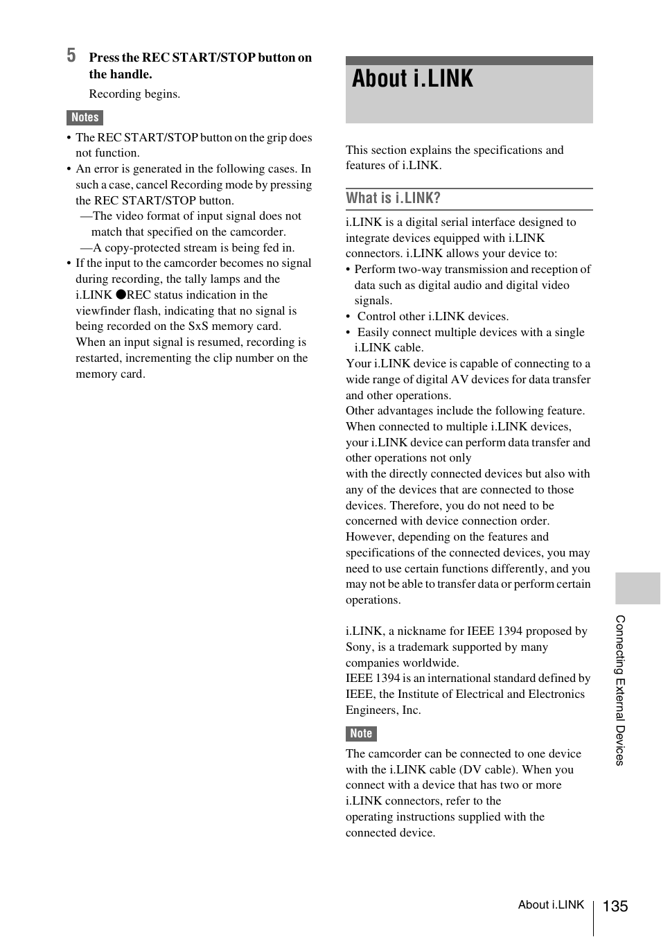 About i.link | Sony PMW-EX3 User Manual | Page 135 / 162