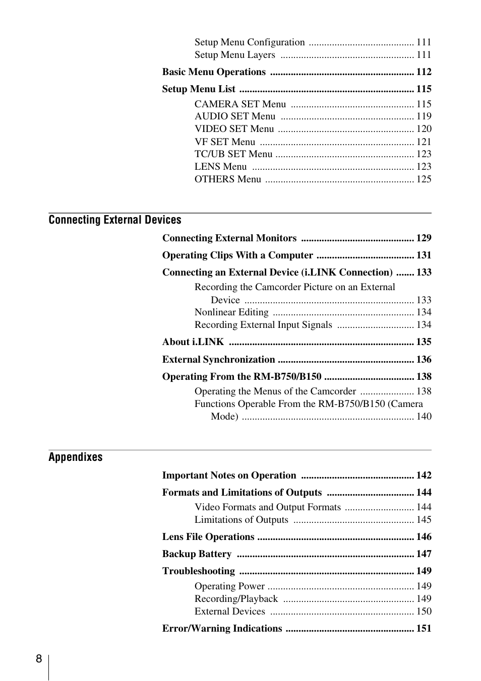 Sony PMW-EX3 User Manual | Page 8 / 162