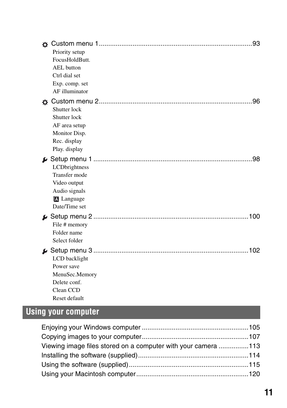 Using your computer | Sony DSLR-A100 User Manual | Page 11 / 159