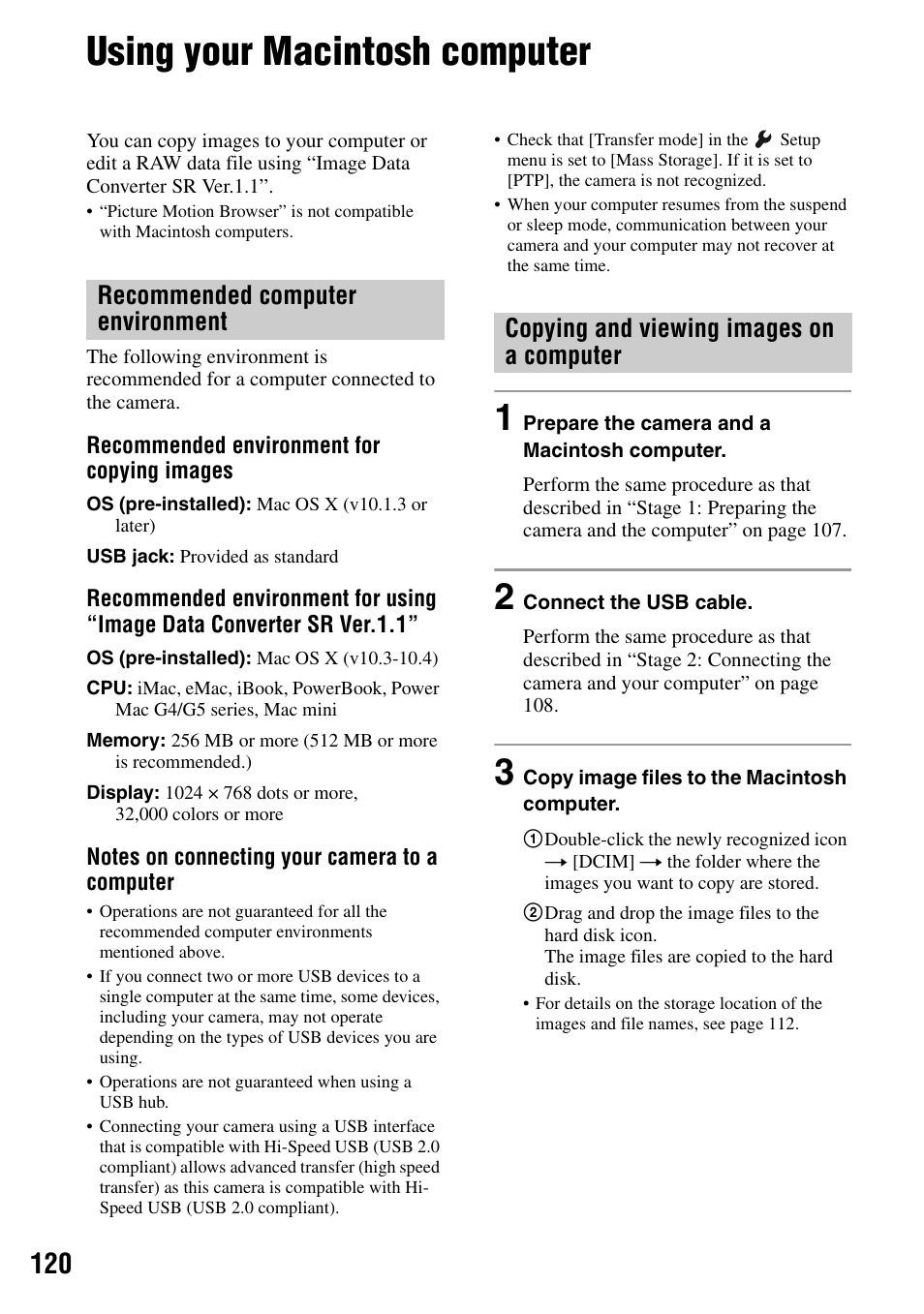 Using your macintosh computer | Sony DSLR-A100 User Manual | Page 120 / 159