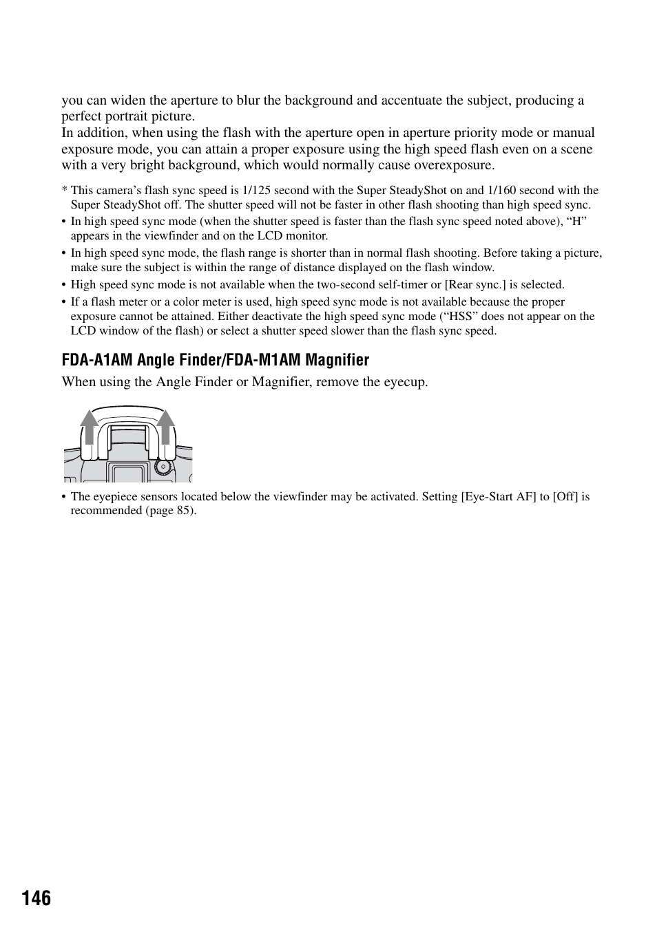 Fda-a1am angle finder/fda-m1am magnifier | Sony DSLR-A100 User Manual | Page 146 / 159