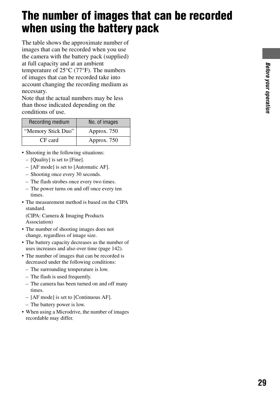 Sony DSLR-A100 User Manual | Page 29 / 159