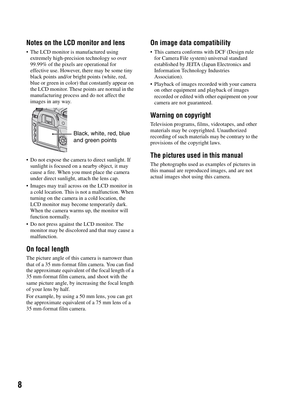 Sony DSLR-A100 User Manual | Page 8 / 159
