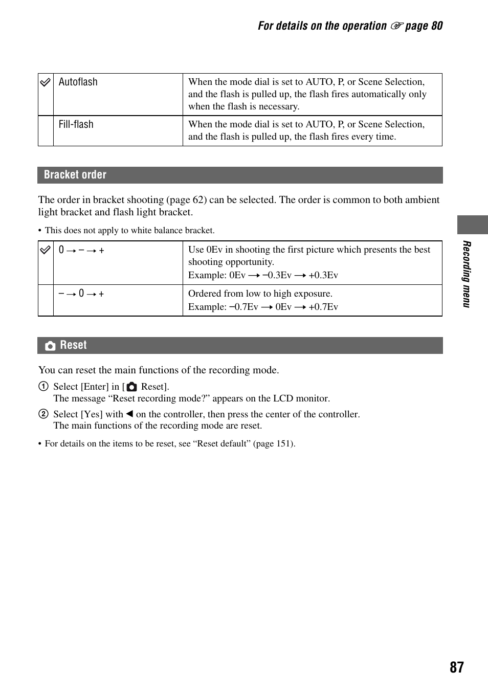 To 87) | Sony DSLR-A100 User Manual | Page 87 / 159
