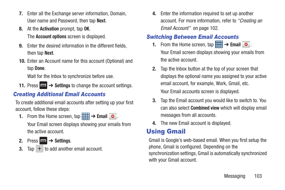 Using gmail | Samsung Galaxy S III User Manual | Page 109 / 232