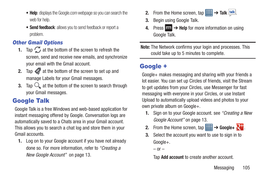 Google talk, Google, Google talk google | Samsung Galaxy S III User Manual | Page 111 / 232