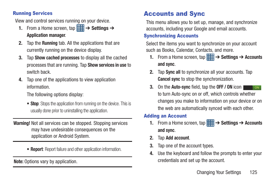 Accounts and sync | Samsung Galaxy S III User Manual | Page 131 / 232