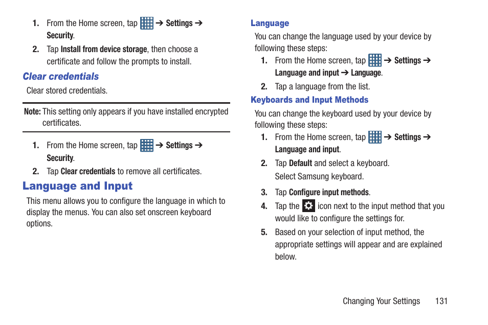 Language and input | Samsung Galaxy S III User Manual | Page 137 / 232
