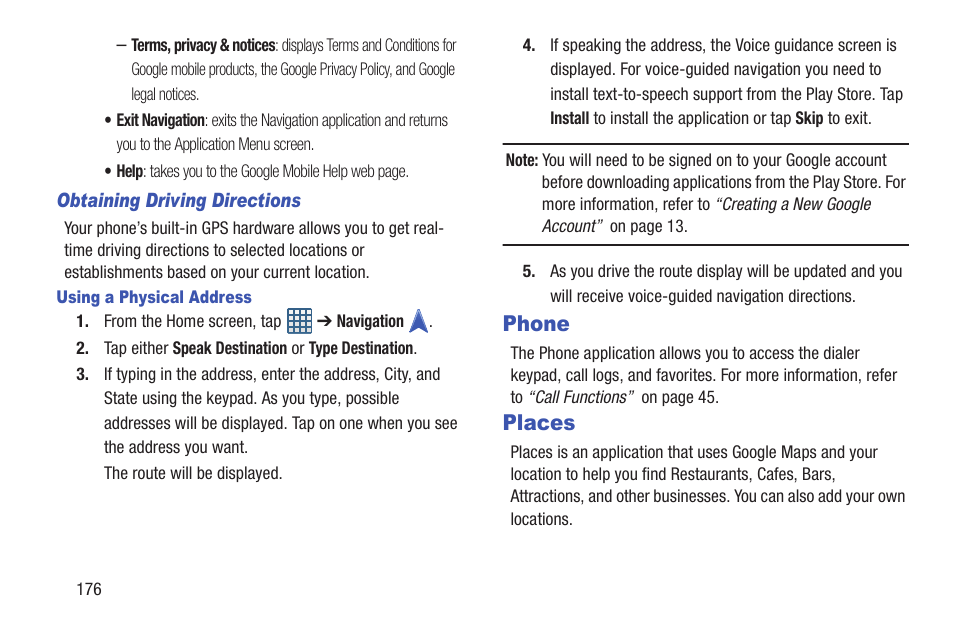 Phone, Places, Phone places | Samsung Galaxy S III User Manual | Page 182 / 232