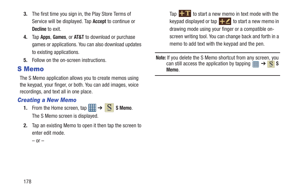 S memo | Samsung Galaxy S III User Manual | Page 184 / 232
